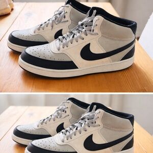 Nike court vision Men’s Mid-Top Casual Sneakers in Light Gray and Black